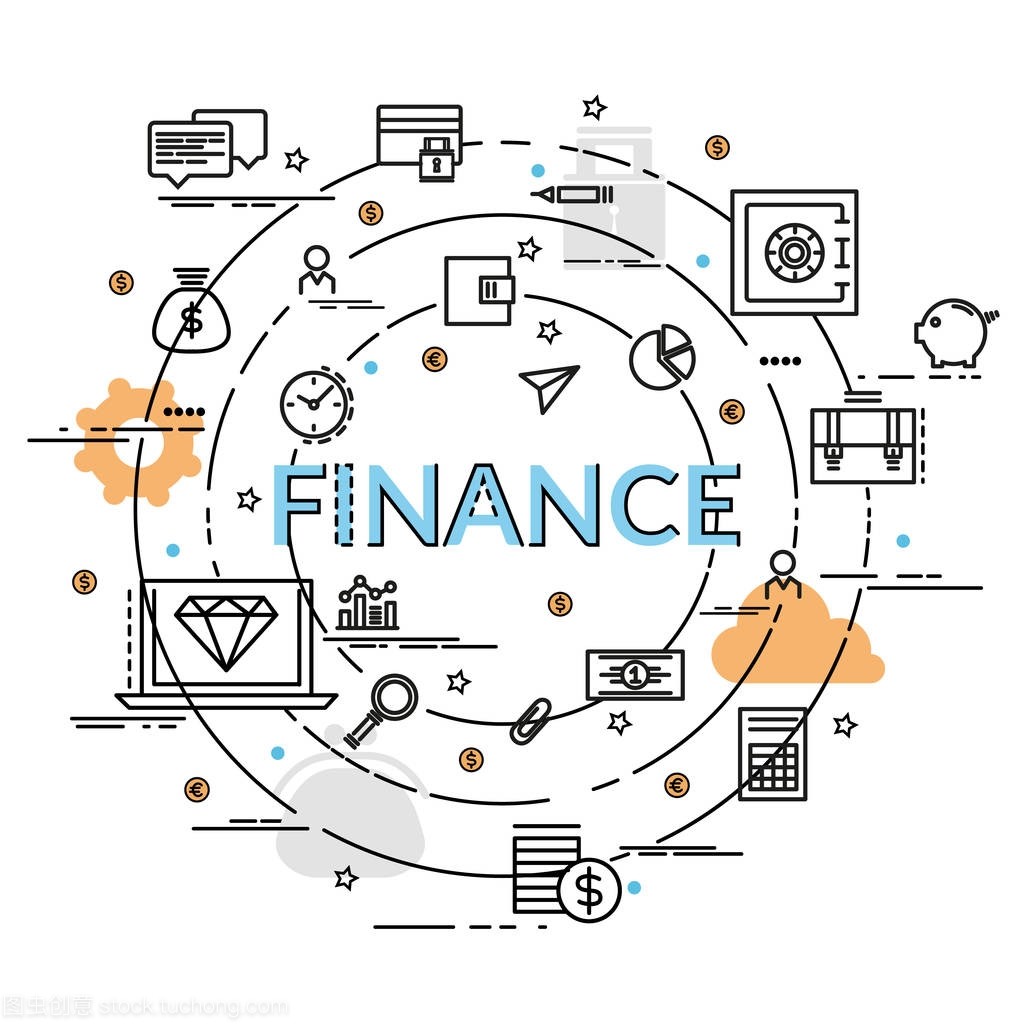為財務和金錢的平面色彩設計概念。信息創(chuàng)意產(chǎn)品理念